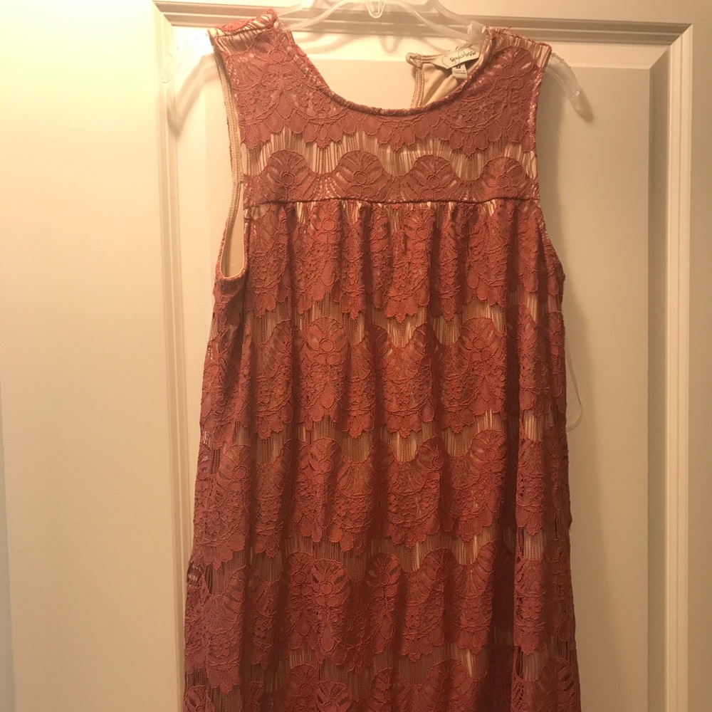 Pink and nude lace baby doll dress